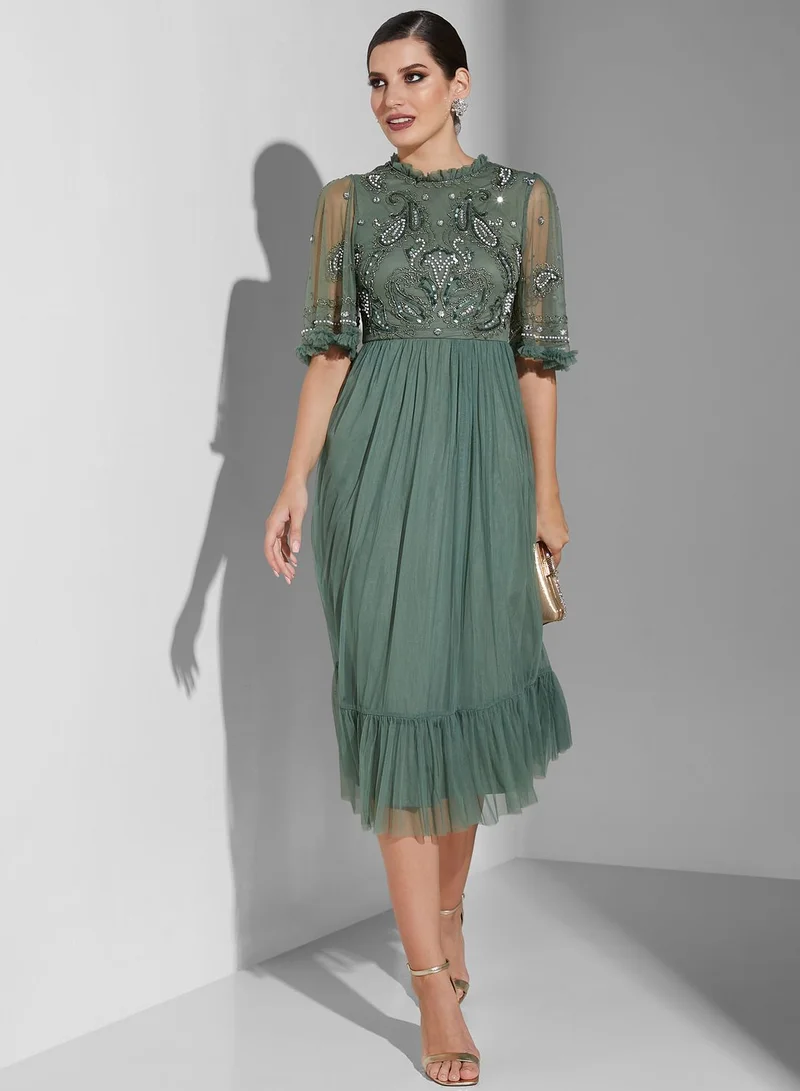 Amelia Rose Tiered Ruffle Hem Dress