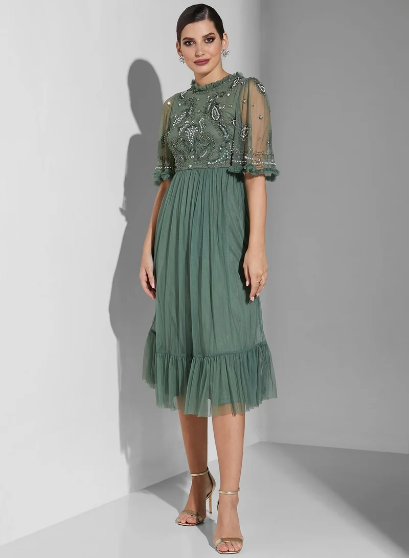 Amelia Rose Tiered Ruffle Hem Dress