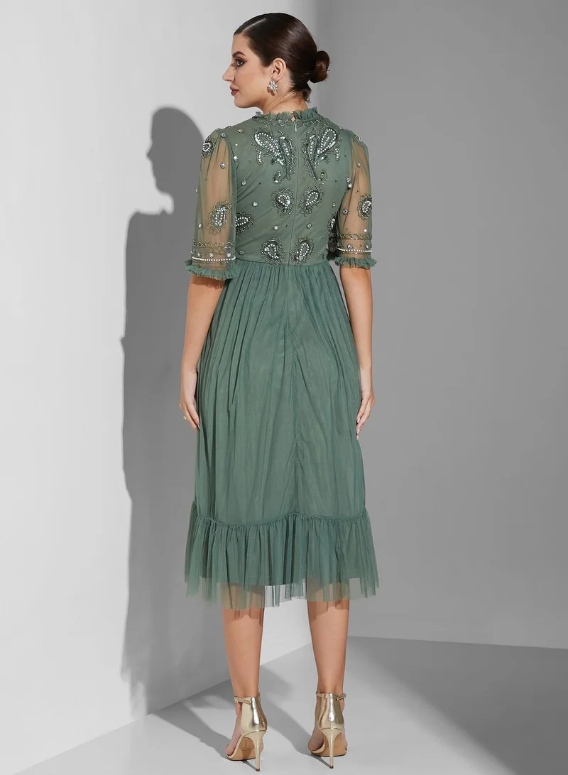 Amelia Rose Tiered Ruffle Hem Dress