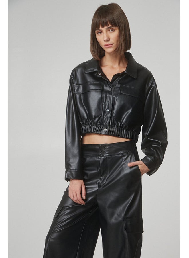 BSB Leather look crop jacket  - Image 4