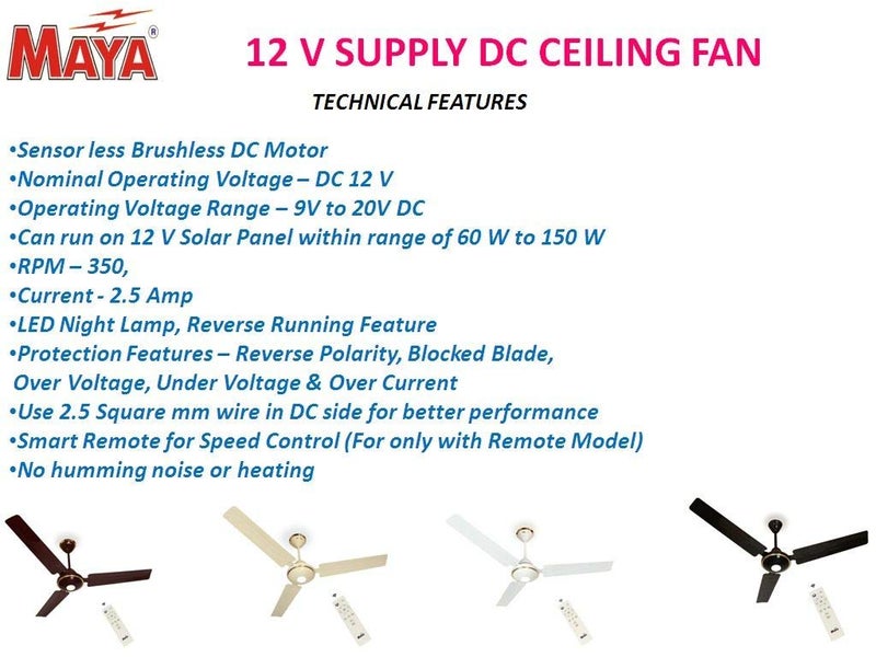 Maya MAYA 12 V Dc 1200 Mm Dc Eco Tech Bldc Ceiling Fan White  - Image 5