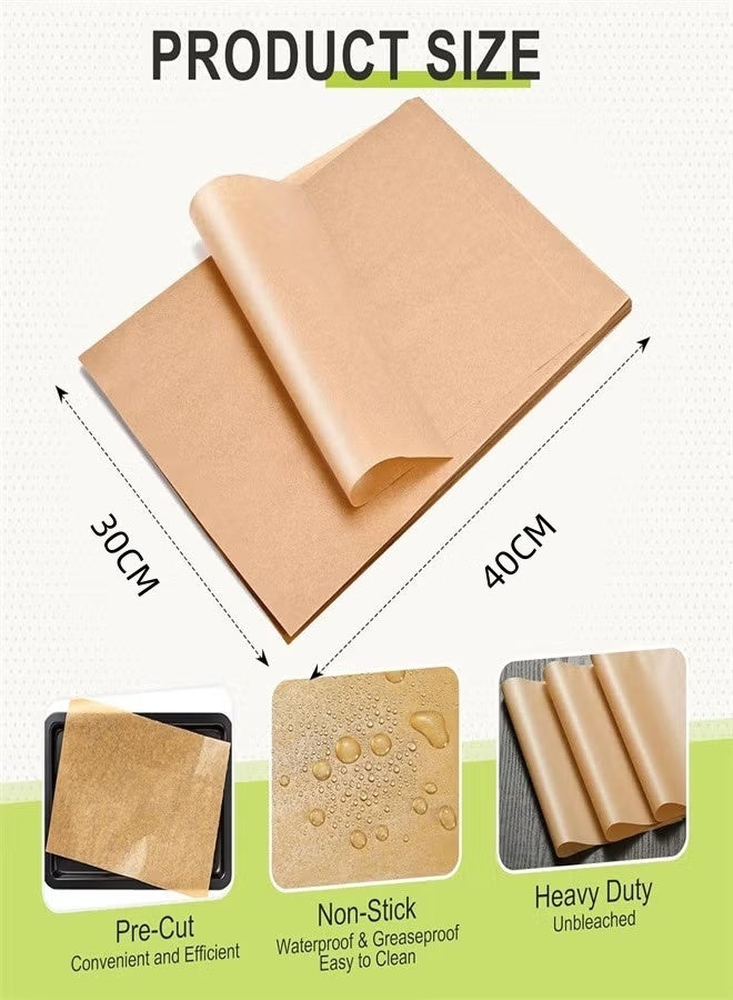 بينكساما ورق سيليكون لزيت الخبز، 100 قطعة ورق شواء غير لاصق مقاوم للحرارة العالية على الوجهين، ورق طبخ من السيليكون، ورق طبخ مناسب لخبز البسكويت، كعك الخبز والكعك المخبوز، القلاية الهوائية - Image 3