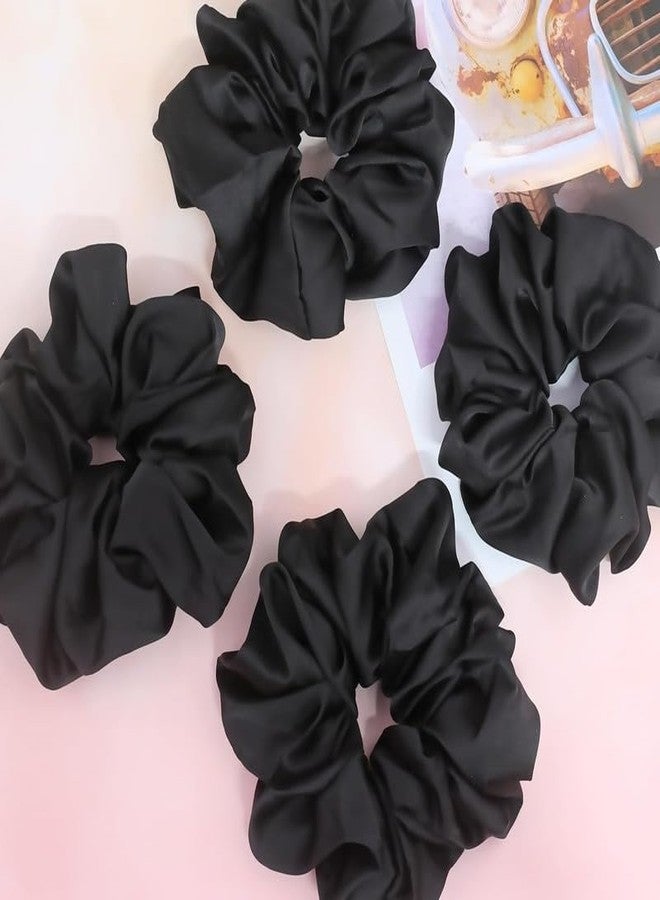 CHIROGRAPHY 6 Pcs Luxury Big Scrunchies for Women Thick Hair, Premium Satin Softer than Silk, XL 6 Inch Extra Large Scrunchy Elastic Hair Bands Accessories, 6 Pack, Black - Image 3