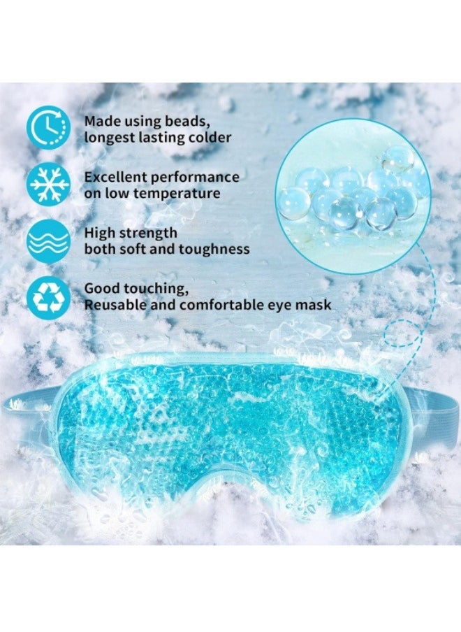 Generic Cold Compress Eye Mask Comfortable Plush Sleeping Gel Ice Bead Eye Mask For Eye Swelling And Cold Compress Hot Compress Blue  - Image 2