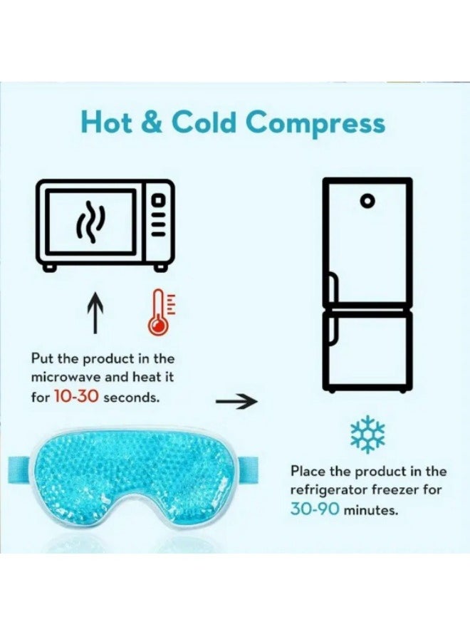 Generic Cold Compress Eye Mask Comfortable Plush Sleeping Gel Ice Bead Eye Mask For Eye Swelling And Cold Compress Hot Compress Blue  - Image 4