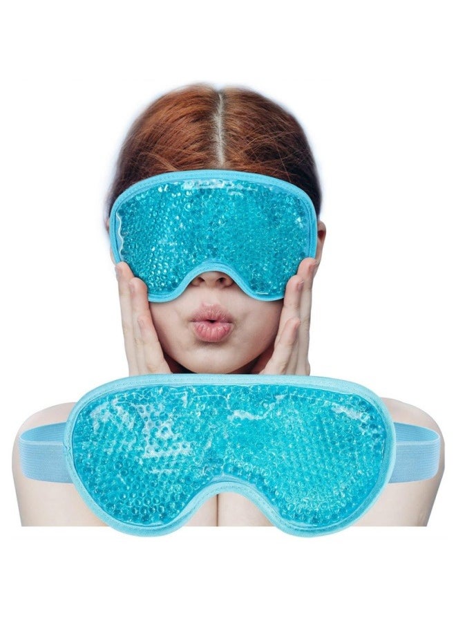 Generic Cold Compress Eye Mask Comfortable Plush Sleeping Gel Ice Bead Eye Mask For Eye Swelling And Cold Compress Hot Compress Blue  - Image 1