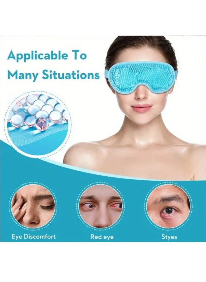 Generic Cold Compress Eye Mask Comfortable Plush Sleeping Gel Ice Bead Eye Mask For Eye Swelling And Cold Compress Hot Compress Blue  - Image 3