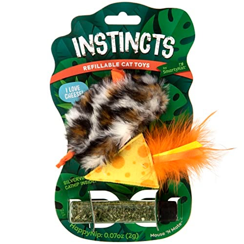 SmartyKat Instincts by SmartyKat 2Pack Mouse N Mate Plush Refillable Cat Toys wHappyNip Tube Catnip Silvervine Multicolor 2Pack - Image 3