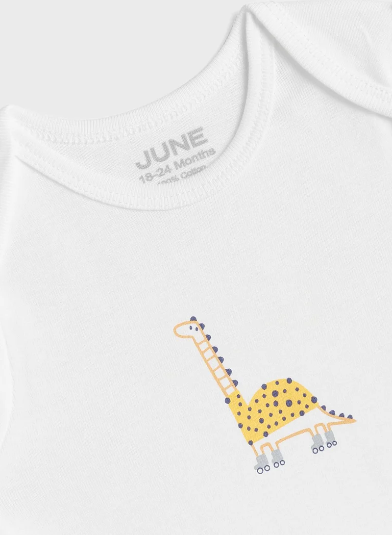 JUNE Infant 5 Pack Dino Print Bodysuit