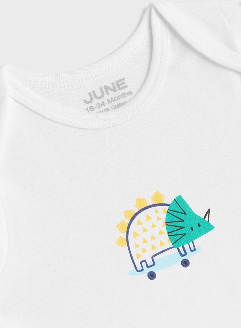 JUNE Infant 5 Pack Dino Print Bodysuit