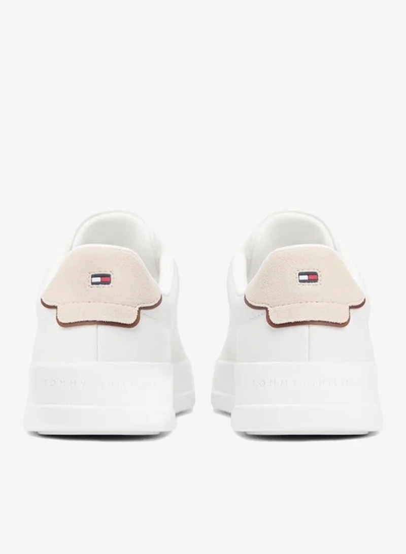 Tommy Hilfiger Ecru/Classic Beige Logo Court Sneakers With Leather for Men | Best Price UAE