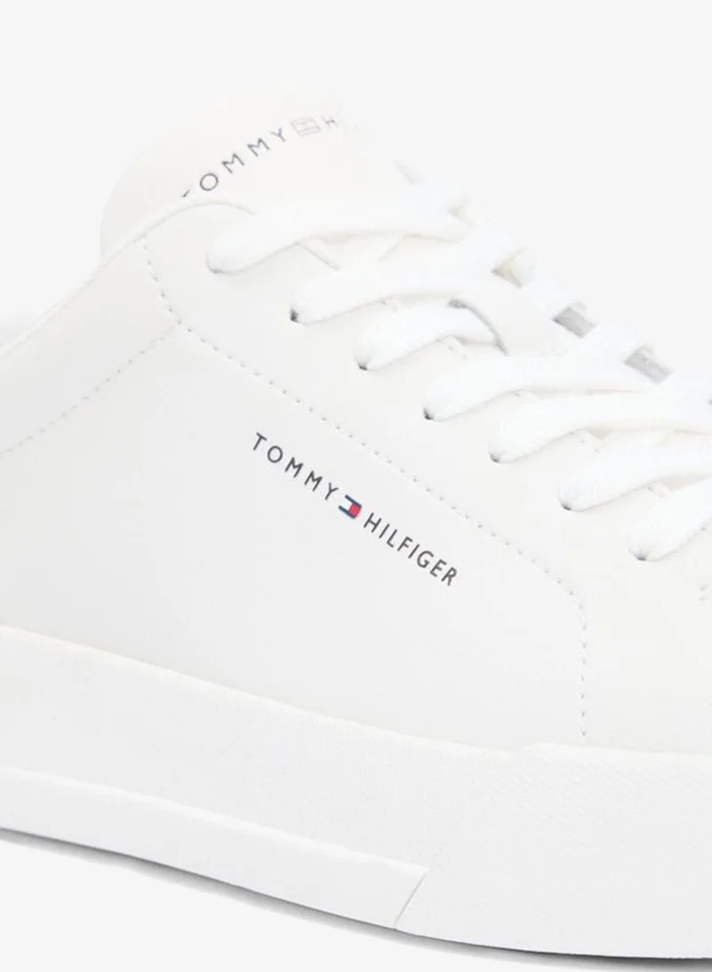 Tommy Hilfiger Ecru/Classic Beige Logo Court Sneakers With Leather for Men | Best Price UAE