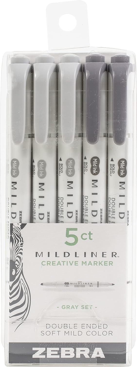Zebra Pen Zebra Mildliner Double Ended Highlighters, Gray Set, 5 Pack - Image 1