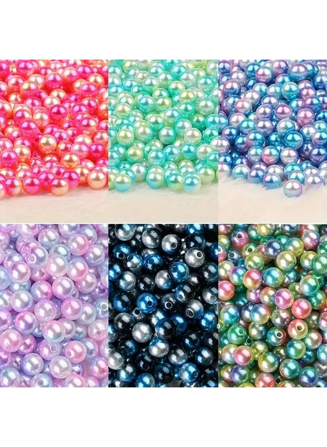 Gradient Pink Blue 200 Pcs 6mm Beads With Straight Holes For DIY Jewelry Making Crafts - Image 1