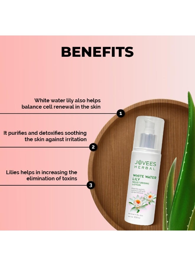 Jovees Herbal White Water Lily Moisturizing Lotion For Flawless Skin | Face Moisturiser For Everyday Use for Normal to Dry Skin | Lightweight, Non-Sticky, Optimum Moisturization- 200ML - Image 5