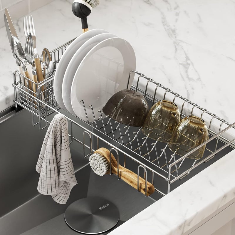 Kraus Workstation Kitchen Sink Dish Drying Rack Drainer and Utensil Holder in Stainless Steel, KDR-3 - Image 1