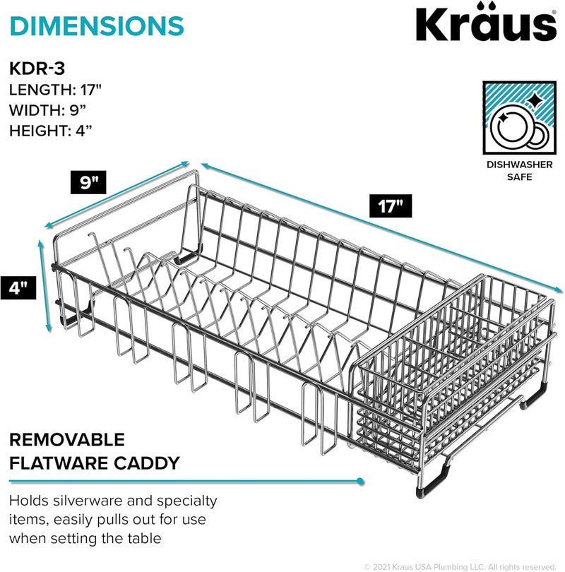 Kraus Workstation Kitchen Sink Dish Drying Rack Drainer and Utensil Holder in Stainless Steel, KDR-3 - Image 3