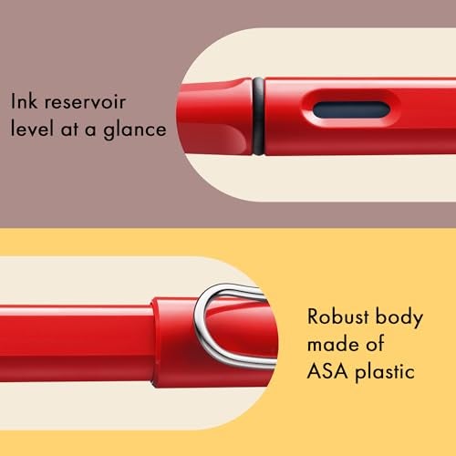 LAMY safari red - Fountain Pen with ergonomic grip & polished steel nib in size M - ideal for any Writing & Calligraphy - including LAMY T 10 blue cartridge - Right-Handed - Image 4