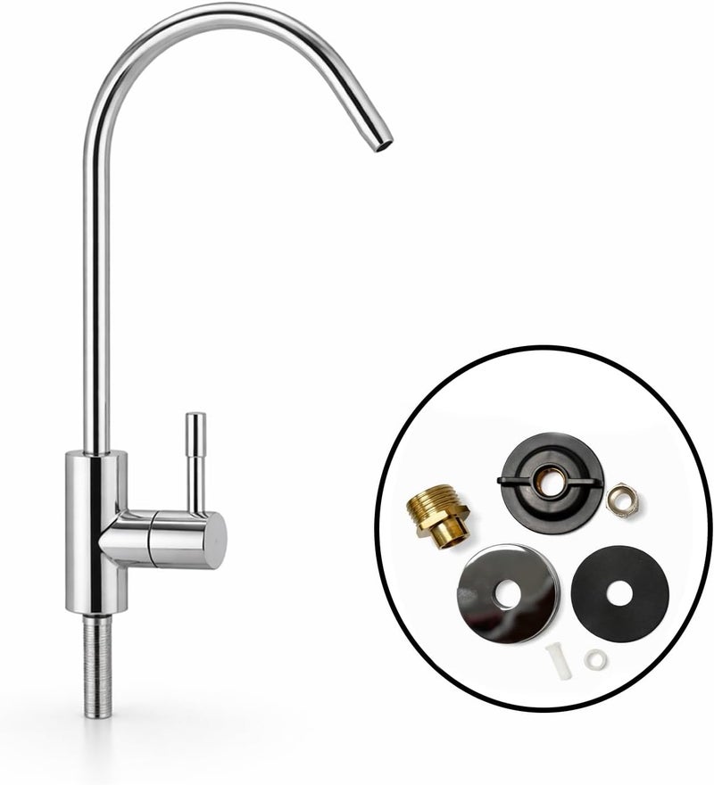 Biella Premium Chrome Finish Water Purifier Faucet - Long Gooseneck RO Tap for Kitchen Sink - Image 2
