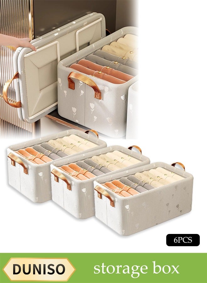 DUNISO 6 Pcs Wardrobe Clothes Organizer, oxford cloth foldable storage box，with handles, wear resistant and easy to clean，for storing shirts, sweaters, T shirts, jeans, 47*28*20cm - Image 1