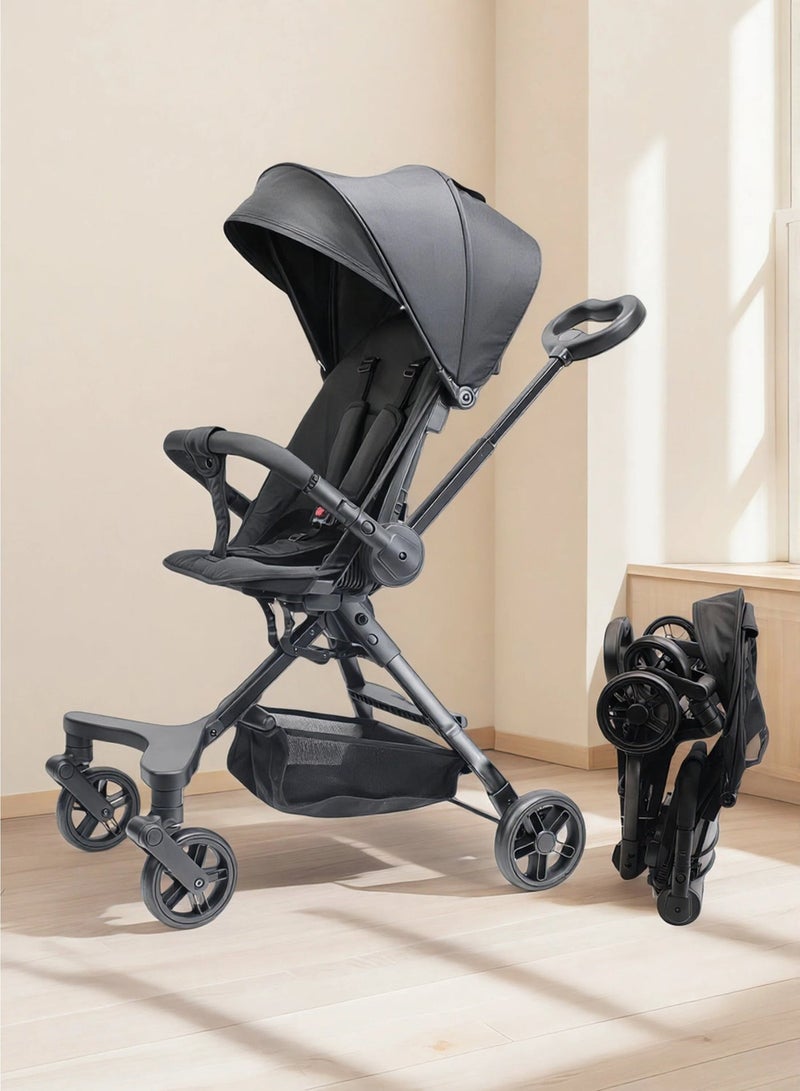 Two-way Foldable Ultra Lightweight Travel Stroller Foldable Gear for Airplane Multi Position Reclining Seat Adjustable Canopy Foldable Storage Basket NO.1101 - Image 1
