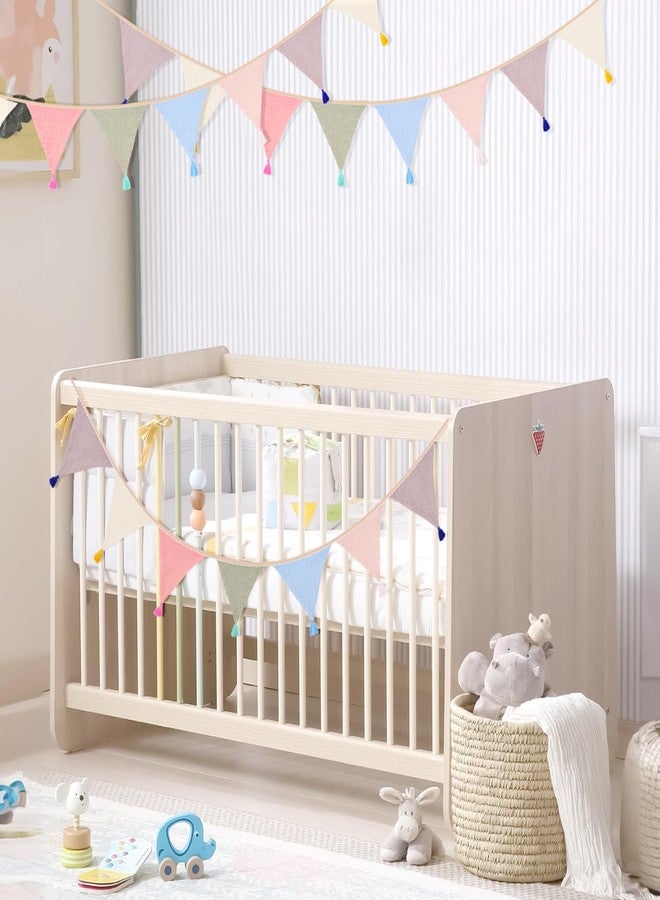 g2plus Pre-Strung Cotton Fabric Bunting Banner, 9Ft Morandi Triangle Pennant Banner Flag, Double-Sided Bunting Garland with Tassels for Birthday, Nursery, Baby Shower, Classroom Hanging Decor - Image 4