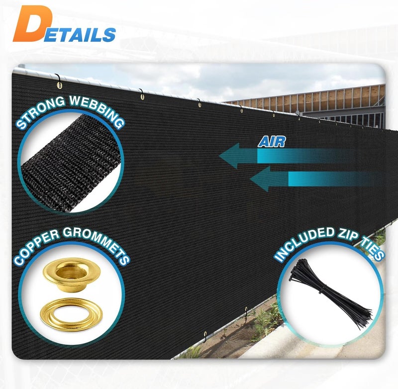 تانج شاشة خصوصية Sunshades Depot للسياج الأسود 4 × 12 قدم، سياج رياح ثقيل للاستخدام التجاري، شبكة سياج سكني، غطاء سياج 150 GSM، حاجز خصوصية بنسبة 88% مع تدفق هواء ممتاز، ضمان لمدة 3 سنوات - Image 3