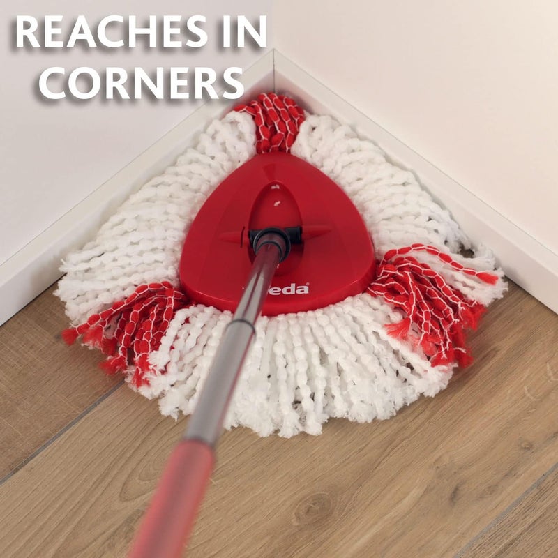 Vileda Turbo 2in1 Spin Mop & Bucket Set – Foot Pedal Wringing, Microfibre Head, Triangle Mop for Corners - Image 4