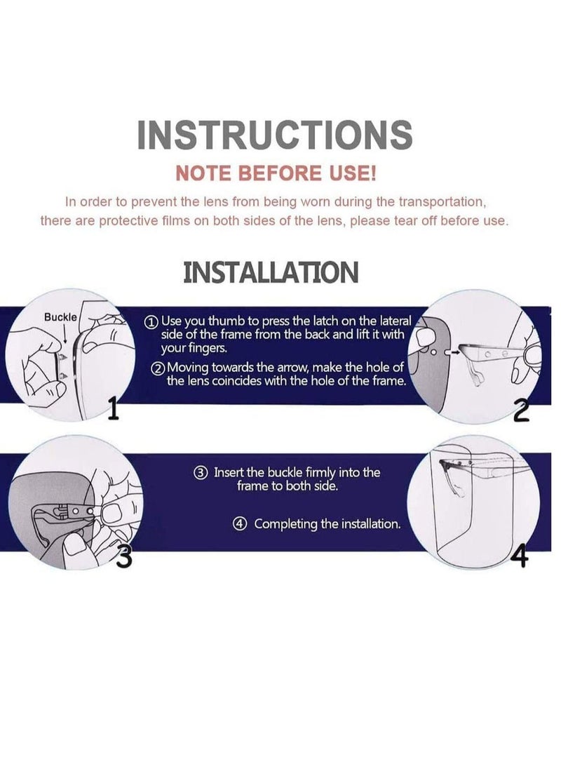 Y&D 10 Pack Face Shield Wearing Glasses Visor Transparent Anti-Fog Protect Eyes And  - Image 4