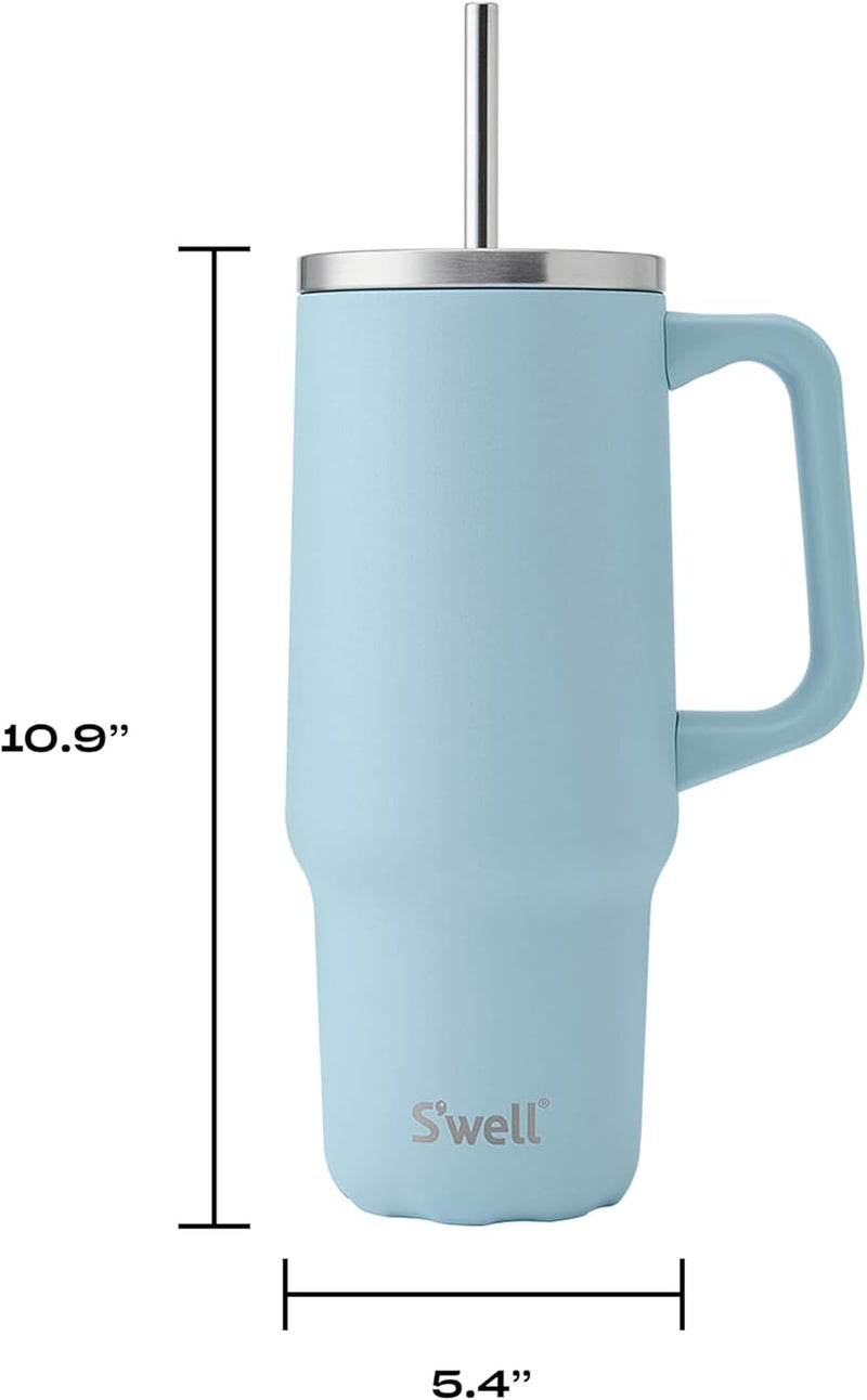 S'well Recycled Stainless Steel Tumbler XL with Straw and Handle, 30oz, Powder Blue, Triple Layered Vacuum Insulated Container Keeps Drinks Cold 36 hours and Hot for 9, BPA Free - Image 4
