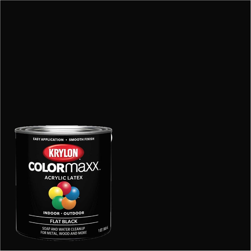 Krylon K05647007 COLORmaxx Acrylic Latex Brush On Paint for Indoor/Outdoor Use, 1 Quarts (Pack of 1), Black, 31 Fl Oz - Image 2