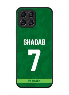 Rugged Black Edge Case for Honor X8 5G, Slim fit Soft Case Flexible Rubber Edges Thin Cover - Player Name - Shadab Khan, Jersey Number- 7