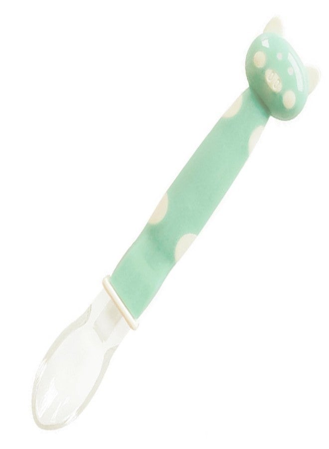 Mopslik Soft Silicone Gel Tip Baby Infant Feeding Training Cartoon Animal Spoon (Green) (Pack of 1) - Image 1