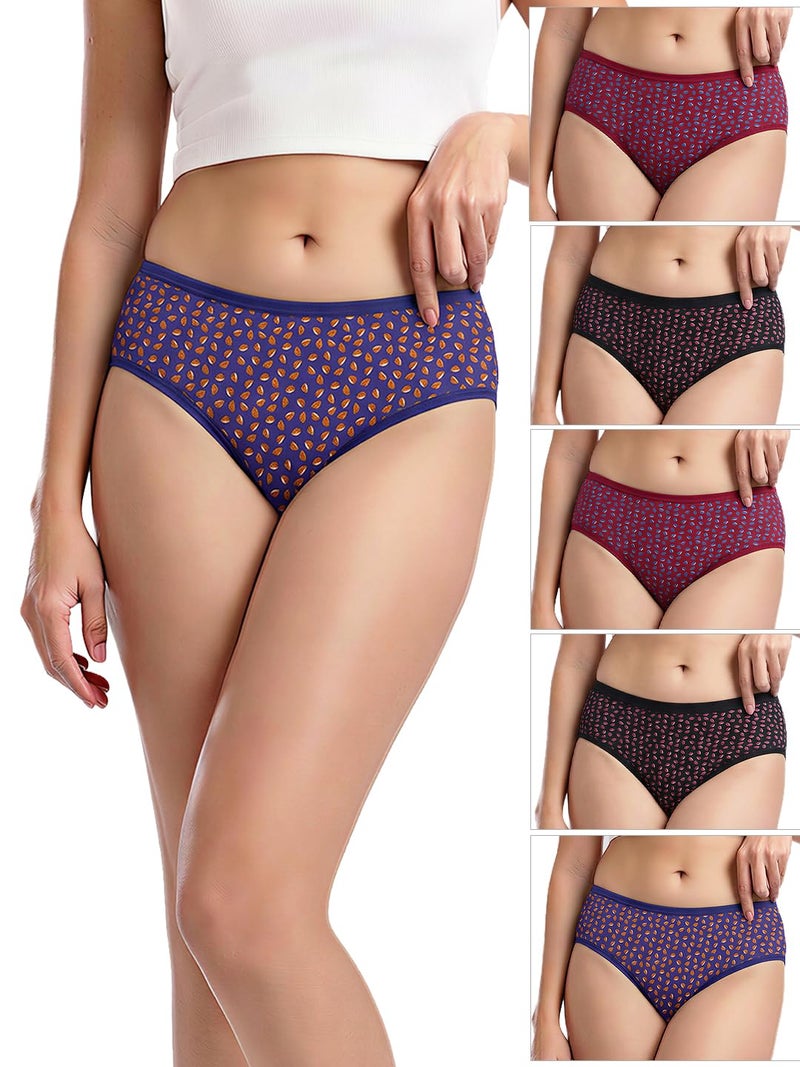 Kalyani 11038 Women Cotton Low Waist Printed Panties (Briefs) Multicolor M| Pack of 6 - Image 1