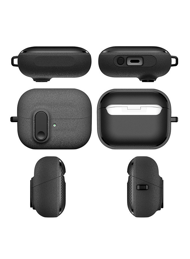 HAVEN Samsung Galaxy Buds 3 / Buds 3 Pro Case Cover, with Secure Lock Clip & Keychain, Hard Shell Rugged Shockproof Carbon Fiber Protection Cover - Frosted Ash - Image 4