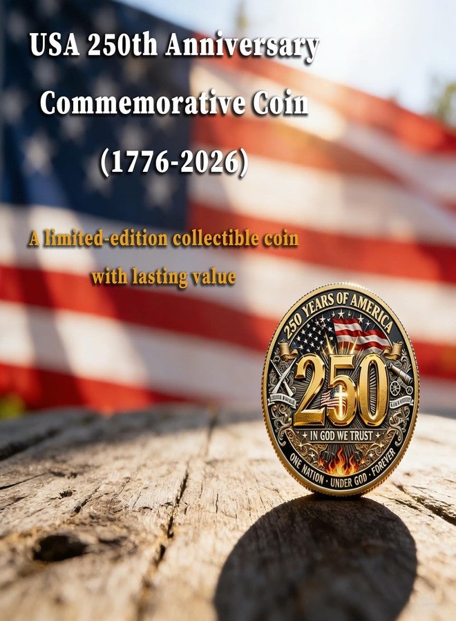 PMDYBY USA 250th Anniversary Commemorative Coin, 250th US Independence Anniversary Challenge Coin - 1776-2026, 250 Year American AnniversaryCoins Gift (2pcs) (in God We Trust) - Image 3