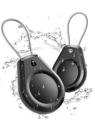 Waterproof AirTag Keychain Holder, (2 Pack) Air tag Lock Case with Wire Cable Compatible with Apple AirTags, Ultra Durable Anti-Lost Protective Case with Keyring for Luggage, Key, Backpack, Black - pzsku/Z9184CEC445A839CD090DZ/45/_/1729143657/65e3823f-2913-4e28-9209-189f35af231e