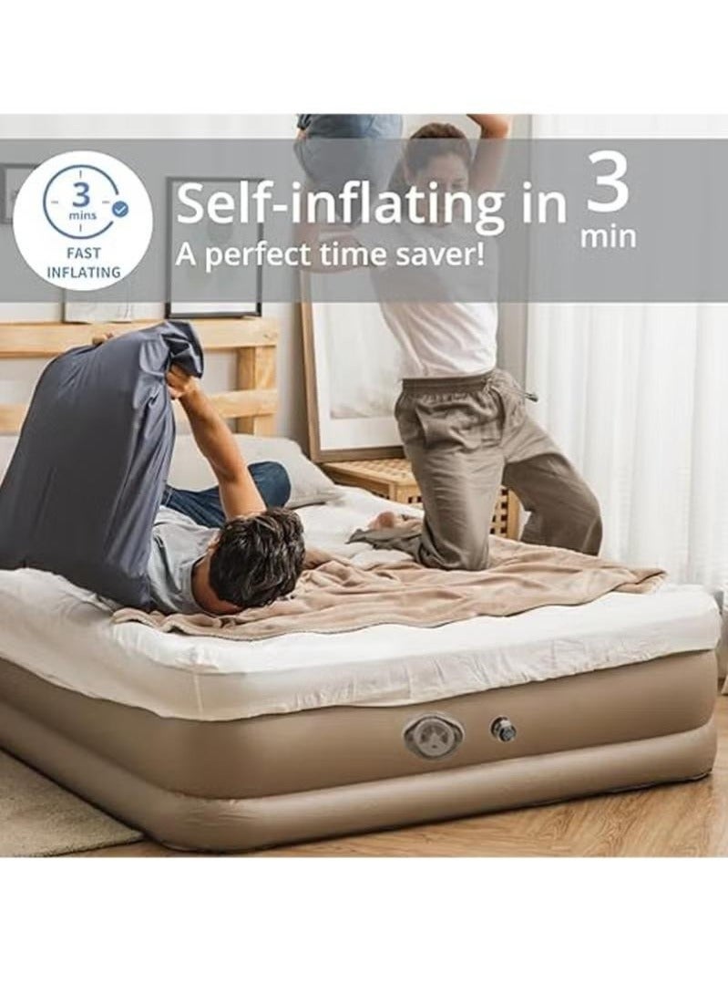 WALALLA Air Mattress Self-Inflating Sleeping Pad Single Air Bed with Built-In Pump Air Mattress 300 Lbs Capacity Camping Home Luggage Bed Travel Air Bed (Single/Low) - Image 2