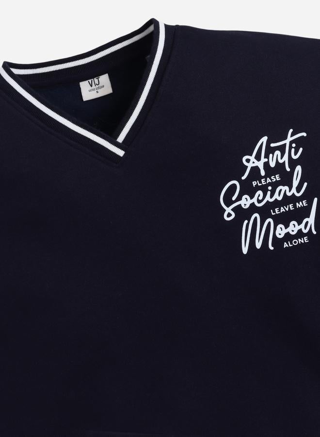 victor and jane V Neck Anti Social Mood Sweatshirt - 100% Cotton Fleece - Image 5