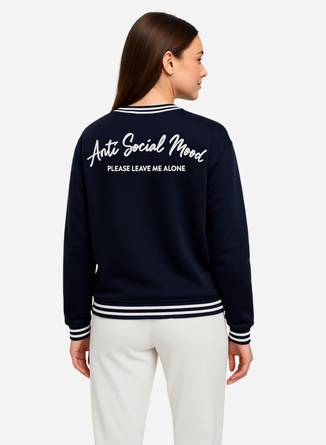 victor and jane V Neck Anti Social Mood Sweatshirt - 100% Cotton Fleece - Image 1