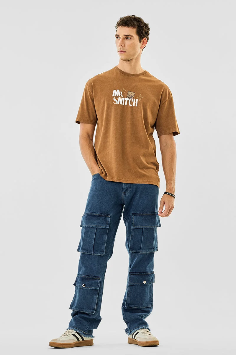 Snitch Blue 8 Pocket Baggy Cargo Jeans for Men | Best Price UAE