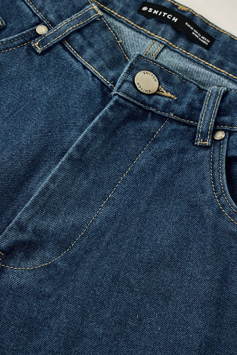 Snitch Blue 8 Pocket Baggy Cargo Jeans for Men | Best Price UAE