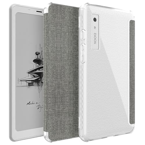 TUDIA SKN FLIP Designed for Onyx Boox Palma Case - [Magnetic Closure] Shockproof Slim Transparent TPU Back with Textured Leather 6.13" Cover (Grey) - Image 1