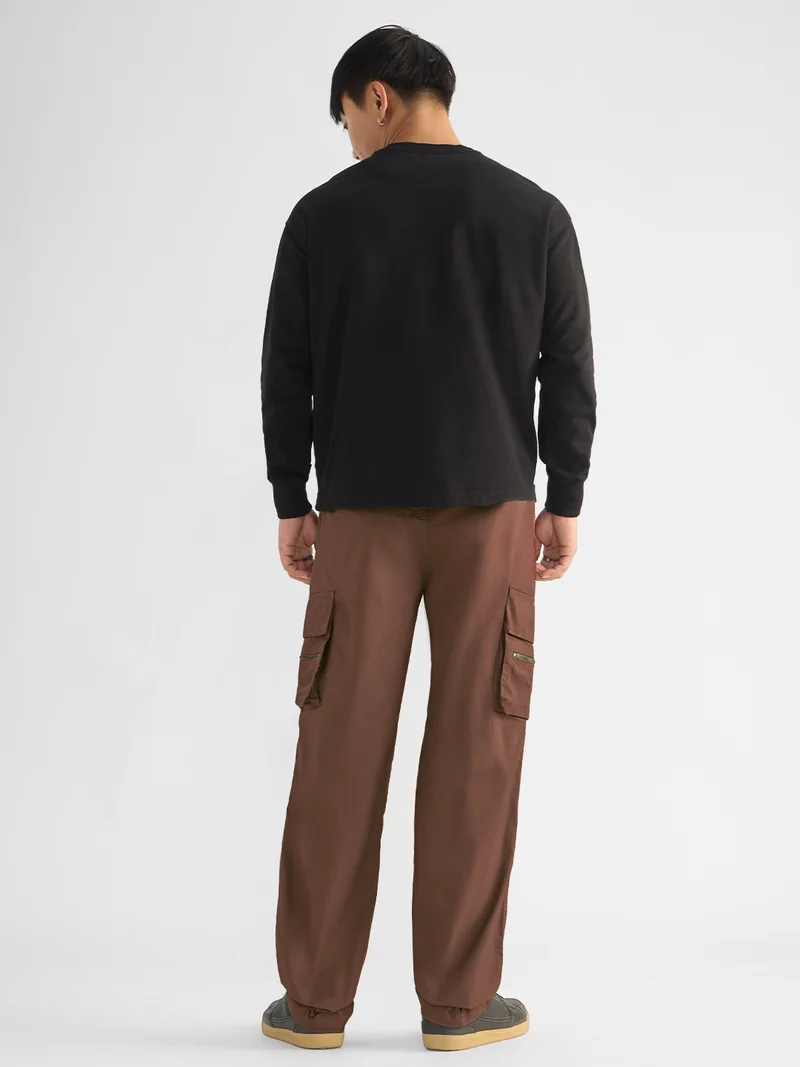The Souled Store  Essential Drop: Parachute Men and Boys Elastic Waistband Solid Cotton Twill Japanese Straight Fit Lightweight Multi-Pocket Utility Cargo Pants  | Best Price UAE