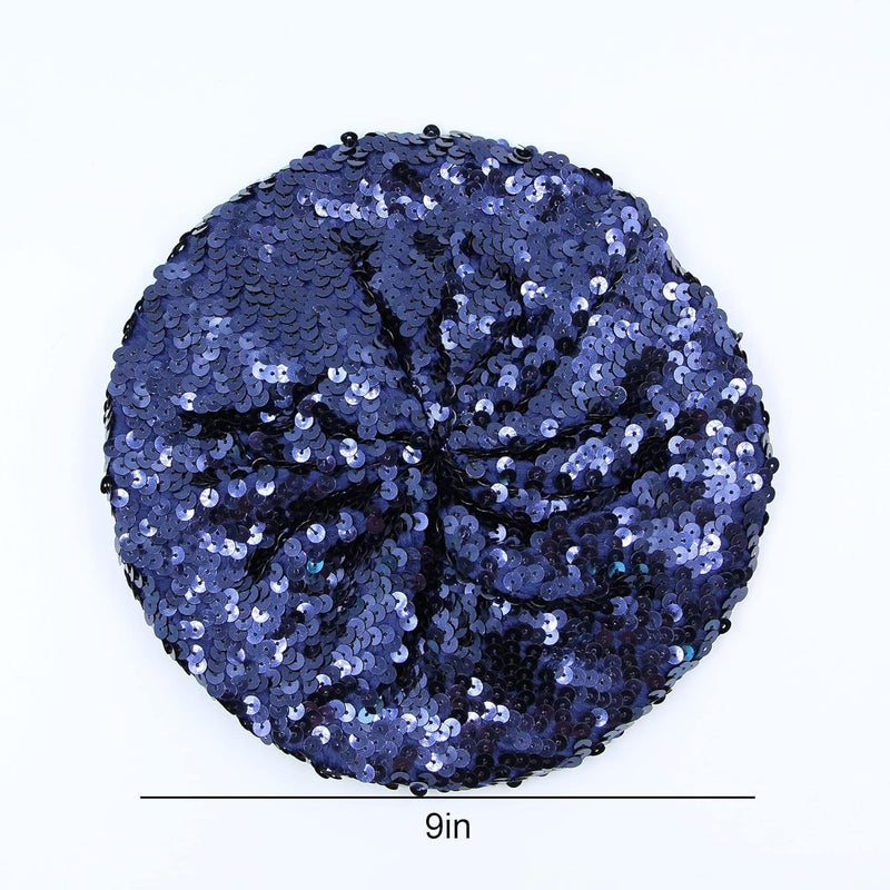 Aibearty Women Girls Sparkly Sequin Beret Hat Fashion Fun Stretch Beanie Cap Headwear for Festival Party Club Halloween - Image 2