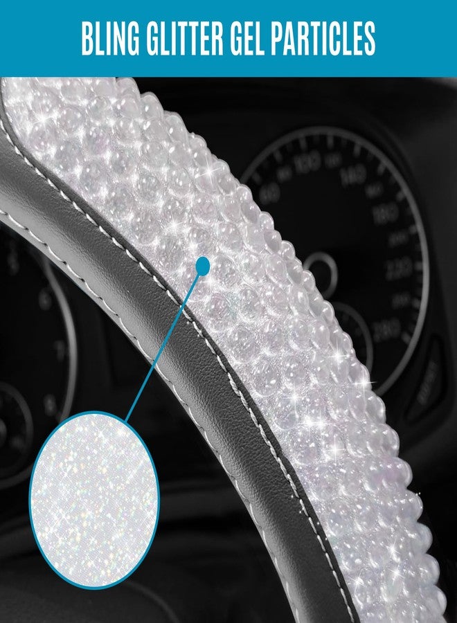 PIC AUTO Steering Wheel Cover, Glitter Gel Particles & Black Luxury Leather Car Steering Cover, Universal Fit 14.5"-15.5" Anti-Slip Car Wheels Cover for Girls & Women - Image 4
