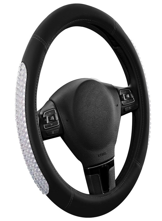 PIC AUTO Steering Wheel Cover, Glitter Gel Particles & Black Luxury Leather Car Steering Cover, Universal Fit 14.5"-15.5" Anti-Slip Car Wheels Cover for Girls & Women - Image 1
