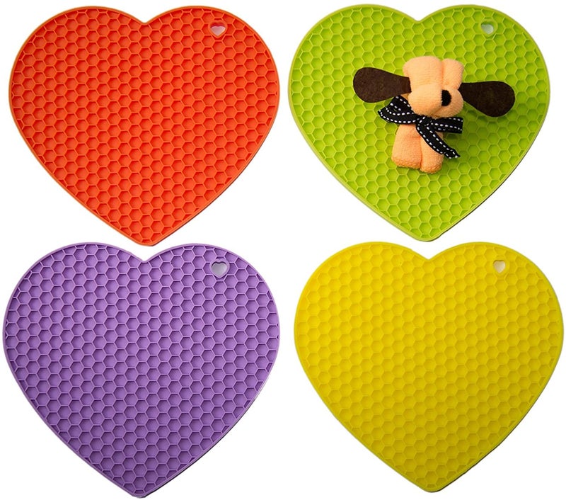 P-Plus International Silicone Trivets Mat for Dish Hot Pads for Counter Top,Pan and Pot Heat Resistant Hot Protector (Heart_B Pack of 5 Random) - Image 5