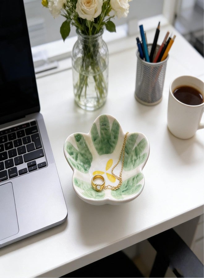 BESSKON Ceramic Jewelry Dish, Flower Ring Dish, Cute Trinket Tray, Small Ring Holder Jewelry Tray, Nightstand Bathroom Decor Trinket Bowl for Friendship Birthday Gifts for Women Mom Grandma, Soap Dish - Image 4