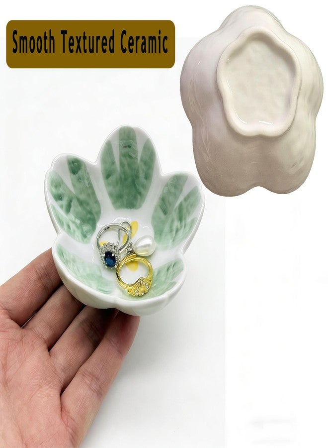 BESSKON Ceramic Jewelry Dish, Flower Ring Dish, Cute Trinket Tray, Small Ring Holder Jewelry Tray, Nightstand Bathroom Decor Trinket Bowl for Friendship Birthday Gifts for Women Mom Grandma, Soap Dish - Image 5